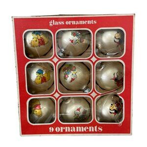 Vtg Sears Wonderful World of Disney Blown Glass Christmas Ornaments Set 9 Mickey